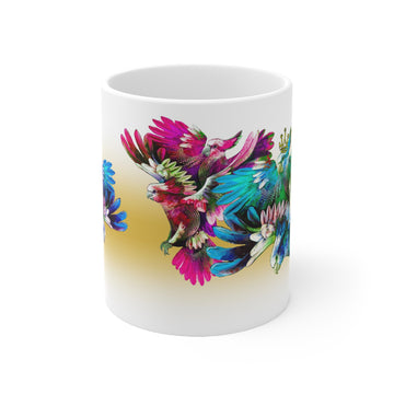 Colourful Crazy Cockatoos with Crowns Coffee Cup